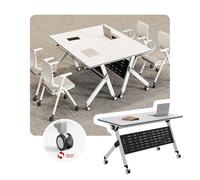 Grande table de conférence pliable - 140 x 61 x 76,2 cm avec cadre en acier - Design polyvalent pour réunions, études et formation - Portable et facile à installer - Finition blanche