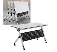 Grande table de conférence pliante rectangulaire avec roues silencieuses, table d'entraînement mobile avec roues verrouillables pour bureau et séminaire
