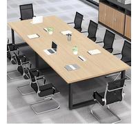 Grande table de conférence rectangulaire en bois avec cadre en métal robuste pour bureau, entreprise, séminaire, salle de réunion, essentiel