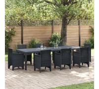 Grande table de jardin anthracite 300 x 100 x 73 cm en rotin synthétique robuste avec feuilles extensibles pour jusqu'à 10 personnes, design en métal et bois résistant aux intempéries et aux UV