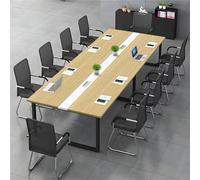Grande table de réunion avec goulotte de câbles, grande table de conférence pour beaucoup de gens, cadre en métal noir, design en bois, assemblage facile (noir + blanc, 460 x 60 x 74 cm)