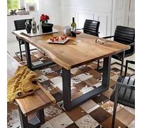 Grande table de salle à manger industrielle en bois massif rectangulaire avec pieds en métal pour 46 personnes, table centrale rustique pour salle à manger