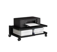 Grande table d'imprimante avec roulettes, multifonction, lecteur CD, PC, support d'imprimante audio, antidérapant, pour scanner de bureau, fax, utilisation à domicile ou au bureau, 2 niveaux