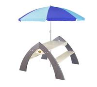 Table Pique Nique Enfant En Bois Gris & Blanc Table Picnic Avec Parasol Pour Le Jardin - Axi Kylo Xl