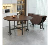 Grande Table Ronde en Bois Polyvalente Pliante Ailettes Amovibles pour Cuisine À Usage Domestique Grande Table Roulante Portable Pliante Sans Assemblage pour Salon(Brown,140*75cm/55.1*29.5in)