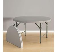 Grande table ronde pliable de 135,9 cm pour jardin, terrasse, cuisine, pique-nique, camping, restauration, portable, peu encombrante, idéale pour les événements