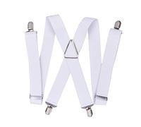 Grande Taille Bretelles Grands Hommes réglable élastique X Dos Pantalon Femmes jarretelle for Pantalon 55 Pouces Clips sur Blanc (Color : White, Size : XX-Large)