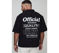 Grande taille - Chemise à manches courtes et broderie - Official homme - noir - 2XL, noir