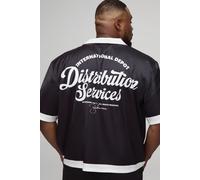 Grande taille - Chemise oversize satinée homme - noir - XXXXL, noir