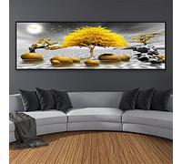 Grande Taille Diamant Peinture 5D DIY Diamond Painting Foret Complet Kits Round Drill Arbre De Paysage Abstrait Doré 40x80cm Cristal Strass Point de Croix Diamant Broderie Arts Craft Salon Décor