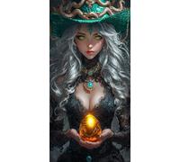 Grande Taille Diamond Painting Adulte, 5D DIY Broderie Diamant Kit Complet Belle sorcière, Peinture Diamant Artisanat Strass Point de Croix Painting pour Adultes, Décor Intérieur 100x200 cm x-512