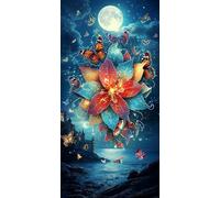 Grande Taille Diamond Painting Adulte, 5D DIY Broderie Diamant Kit Complet Fleurs de lune, Peinture Diamant Artisanat Strass Point de Croix Painting pour Adultes, Décor Intérieur Cadeaux 20x40 cm x854
