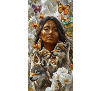 Grande Taille Diamond Painting Adulte, 5D DIY Broderie Diamant Kit Complet Indiens, Peinture Diamant Artisanat Strass Point de Croix Painting pour Adultes, Décoration Intérieur Cadeaux 20x40 cm x-816