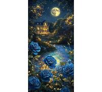 Grande Taille Diamond Painting Adulte, 5D DIY Broderie Diamant Kit Complet Le château de roses, Peinture Diamant Artisanat Strass Point de Croix Painting pour Adultes, Décor Intérieur 100x200 cm x-476