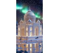 Grande Taille Diamond Painting Adulte, 5D DIY Broderie Diamant Kit Complet Le Taj Mahal, Peinture Diamant Artisanat Strass Point de Croix Painting pour Adultes, Décor Intérieur Cadeaux 100x200 cm x724