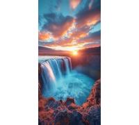 Grande Taille Diamond Painting Adulte, 5D DIY Broderie Diamant Kit Complet Paysage de cascade, Peinture Diamant Artisanat Strass Point de Croix Painting pour Adultes, Décor Intérieur 80x160 cm x-598