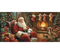 Grande Taille Diamond Painting Adulte, 5D DIY Broderie Diamant Kit Complet Père Noël, Peinture Diamant Artisanat Strass Point de Croix Painting pour Adultes, Décor Intérieur Cadeaux 50x100 cm x-673