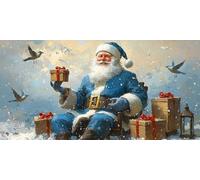 Grande Taille Diamond Painting Adulte, 5D DIY Broderie Diamant Kit Complet Père Noël, Peinture Diamant Artisanat Strass Point de Croix Painting pour Adultes, Décor Intérieur Cadeaux 90x180 cm x-677