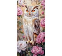 Grande Taille Diamond Painting Adulte, 5D DIY Broderie Diamant Kit Complet Pivoine fleur hibou, Peinture Diamant Artisanat Strass Point de Croix Painting pour Adultes, Décor Intérieur 80x160 cm x-542