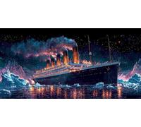 Grande Taille Diamond Painting Kits Bateau à vapeur Star, 5D DIY Diamond painting Adulte Art Cristal Broderie Peintures Diamant Arts Artisanat pour Enfants Home Office Décor Murale 50x100 cm s-1025