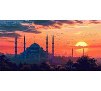 Grande Taille Diamond Painting Kits La mosquée, 5D DIY Diamond painting Adulte Art Cristal Broderie Peintures Diamant Arts Artisanat pour Enfants Home Office Décoration Murale, Cadeaux 35x70 cm s-761