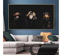 Grande Taille Diamond Painting Kits, Noir Singe Gorille Kit de Peinture Diamant 5D,Complète Perceuse Diamant à Broderie,DIY Diamant Painting pour Home Wall Decor 50x100cm