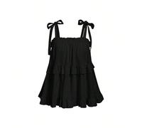 grande taille Femmes Hauts avec bretelles à la retro romantique, style spaghetti lâche avec volants en forme de feuille de lotus, porter en printemps et été, style casual quotidien, mode coréenne, por