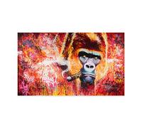 Grande Taille Graffiti Cigare Fumer Gorille Banksy Affiche Toile Peintures Art Mur Image pour Salon Décoration de la Maison 70x120cm Cadre intérieur