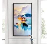 Grande Taille HaZYovfs0d Couleur Montagne Chinoise Tableaux sur Toile-Nature Peinture Abstrait Paysage Tableau -Panoramique Impression sur Toile-Decoration Murale 70x140cm (28x55in) sans cadre