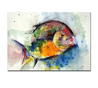Grande taille impression aquarelle poisson océan peinture feng shui peinture abstraite sur toile mur Art photo affiche pour salon 30x70cm (12x28in) avec cadre