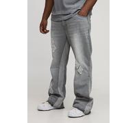 Grande taille - Jean flare slim à empiècement contrastant homme - gris - 40, gris