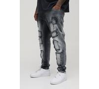 Grande taille - Jean skinny à effiloché homme - bleu - 38, bleu