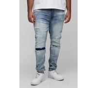 Grande taille - Jean skinny délavé déchiré et réparé homme - bleu - 42, bleu
