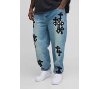 Grande taille - Jean slim à écusson croisé homme - bleu - 40, bleu