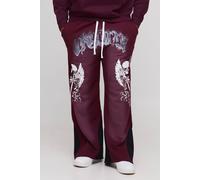 Grande taille - Jogging flare délavé à imprimé crâne homme - rouge - 2XL, rouge