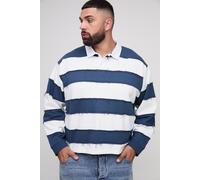 Grande taille - Polo de rugby oversize déchiré à manches longues homme - bleu - 5XL, bleu