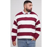 Grande taille - Polo de rugby oversize déchiré à manches longues homme - bordeaux - 5XL, bordeaux