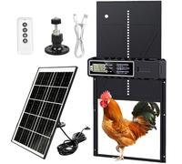 Grande Taille Porte Poulailler Automatique Solaire,Automatique Poulailler en Aluminium avec 7W Panneaux Solaires, Deux méthodes de Chargement Minuterie, Affichage LED, Télécommande