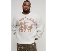 Grande taille - Pull oversize à broderie homme - ecru - 5XL, ecru