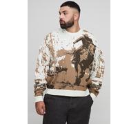Grande taille - Pull oversize à motif jacquard homme - ecru - 5XL, ecru
