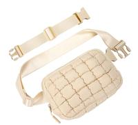 Grande taille - Sac banane matelassé - Sangle extra longue de 190,5 cm - Bandoulière étendue - Sac banane élégant pour femme - Sac banane unisexe, Blanc de riz., Extra Plus Size, Sac à bandoulière