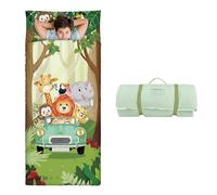 Grande Taille Sac de Couchage pour Enfants avec Oreiller Amovible 170×75cm, Chaud Tapis de Sieste Pliable pour Garçons, Couverture de Sieste avec Fermeture Eclair pour Camping Ecole Garderie, Animaux