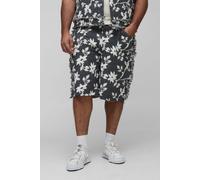 Grande taille - Short large à imprimé tapisserie fleurie homme - gris - 42, gris