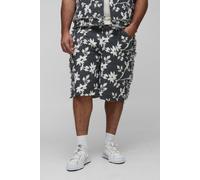 Grande taille - Short large à imprimé tapisserie fleurie homme - gris - 46, gris