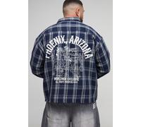 Grande taille - Surchemise côtelée à broderie Western Arizona homme - bleu - 3XL, bleu