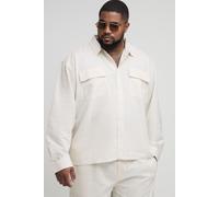 Grande taille - Surchemise oversize synthétique à poches cargo homme - beige - 4XL, beige