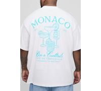 Grande taille - T-shirt oversize à col montant et imprimé Monaco homme - blanc - 2XL, blanc