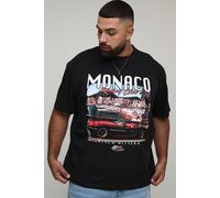 Grande taille - T-shirt oversize à col montant et imprimé voiture de Monaco homme - noir - 4XL, noir