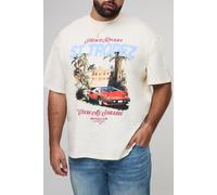 Grande taille - T-shirt oversize à col montant homme - beige - 5XL, beige