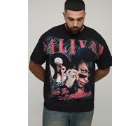 Grande taille - T-shirt oversize à imprimé Aaliyah homme - noir - 5XL, noir